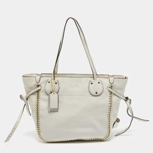 Pre Owned Coach White Leather Whiplash Tatum Tote