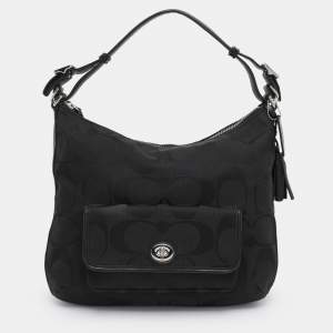 مملوكة مسبقًا Coach Black/Grey Canvas and Leather Legacy Courtenay Hobo