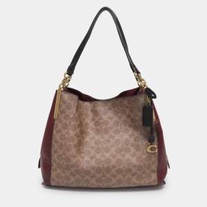 Pre Owned Coach Multicolor Coated Canvas and Leather Colorblock Dalton Shoulder Bag 