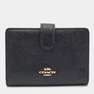 Pre Owned Coach Black Leather French Wallet