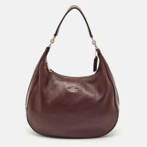 Pre Owned Coach Plum Grained Leather Harley Hobo
