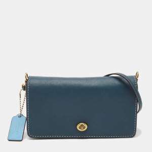 Pre Owned Coach Blue Leather Dinky Crossbody Bag