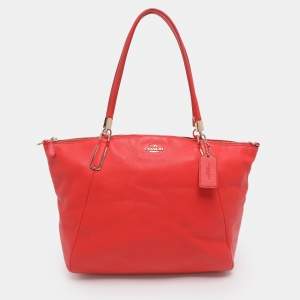 Pre Owned Coach Red Leather Kelsey Tote
