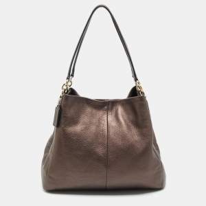 Pre Owned Coach Copper Brown Leather Phoebe Madison Shoulder Bag