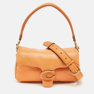 Pre Owned Coach Orange Leather Pillow Tabby 26 Shoulder Bag