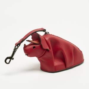 Pre Owned Coach Red/Orange Leather Tricky Triceratops Dinosaur Coin Purse