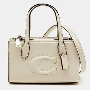 Pre Owned Coach White Leather Mini Nina Tote