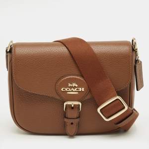 Pre Owned Coach Brown Leather Amelia Saddle Crossbody Bag