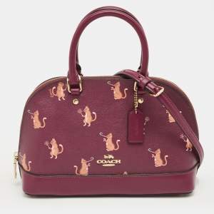 Pre Owned Coach Fuchsia Leather Mini Party Cat Sierra Satchel