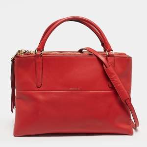Pre Owned Coach Red Leather Borough Tote