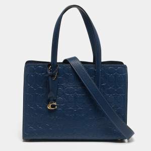 مملوكة مسبقًا Coach Carter Carryall Blue Signature Leather Tote