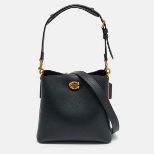Pre Owned Coach Willow Black Leather Bucket Bag