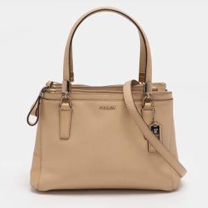 Pre Owned Coach Christie Mini Beige Leather Satchel