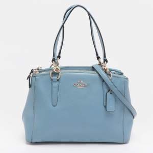 Pre Owned Coach Christie Carryall Mini Blue Leather Satchel