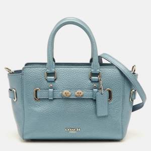 مملوكة مسبقًا Coach Blake Carryall Mini Metallic Blue Leather Crossbody Tote