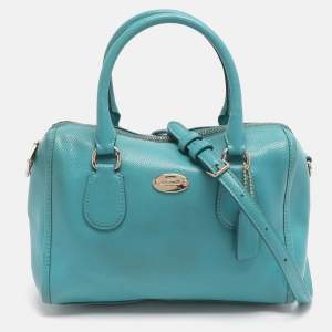 Pre Owned Coach Bennett Mini Turquoise Leather Satchel