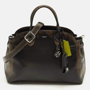 Pre Owned Coach Empire Carryall 40 Black/Brown Leather Satchel