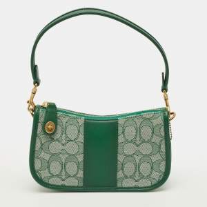 مملوكة مسبقًا Coach Swinger 20 Green Signature Canvas and Leather Bag