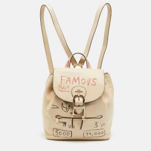 مملوكة مسبقًا Coach x Jean Michel Basquiat Kleo Cream Leather Backpack