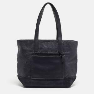 مملوكة مسبقًا Coach Soft Metropolitan Midnight Blue Pebbled Leather and Suede Tote