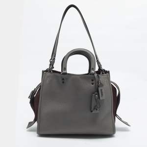 Pre Owned Coach Rogue 1941 Grey/Burgundy Leather and Suede Tote