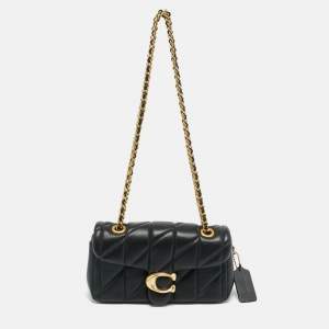 Pre Owned Coach Tabby 20 Black Pillow Quiltied Leather Shoulder Bag
