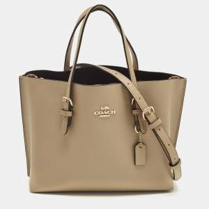 Pre Owned Coach Mollie Beige Leather Tote
