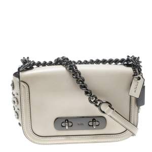 Coach Light Beige Leather Swagger Shoulder Bag
