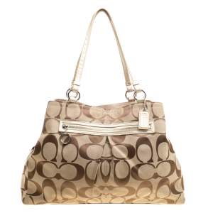 Coach Beige Signature Canvas Shopper Tote