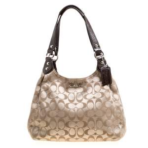 Coach Beige/Brown Signature Fabric Shoulder Bag