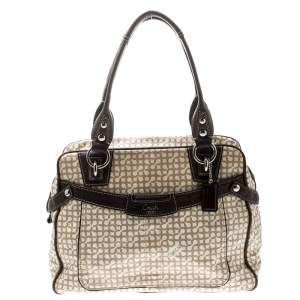 Coach Beige/Brown Signature Coated Canvas Penelope Op-Art Satchel