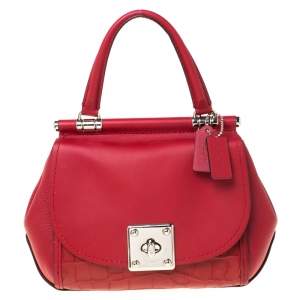 Coach Red Leather Drifter Carryall In Mixed Top Handle Bag