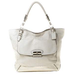 Coach White Python Embossed Leather Kristin Tote     
