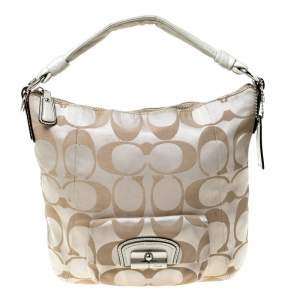 Coach Cream Canvas and Leather Small Kristin Hobo