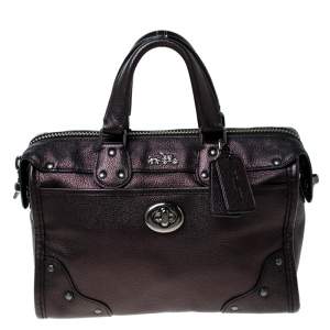 Coach Metallic Black Leather Mercer Satchel