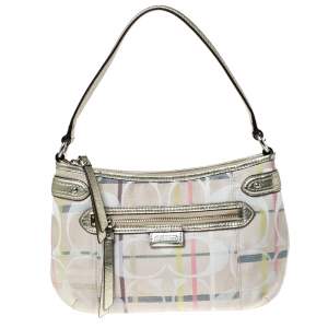 Coach Multicolor Signature Canvas and Leather Shoulder Bag