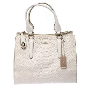 Coach Cream Python Embossed Leather Tote