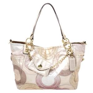 Coach Gold Monogram Leather Shoulder Bag