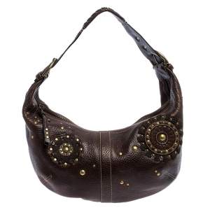 Coach Brown Leather Studded Embellished Hobo