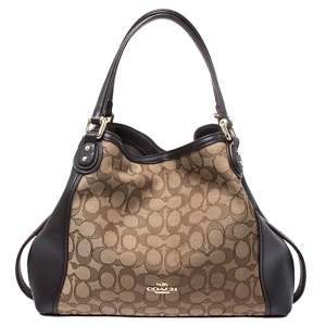 Pre Owned Coach Beige/Brown Signature Canvas and Leather Satchel
