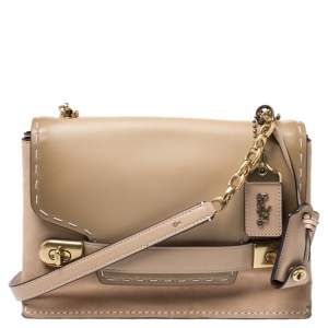 Coach Beige Nubuck and Leather Swagger Beechwood Bag