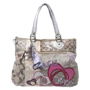 Coach Multicolor Signature Fabric and Sequins Poppy Patchwork Hobo