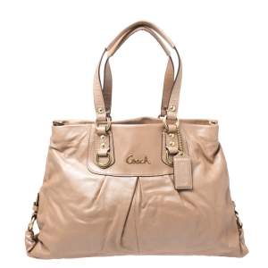 Coach Beige Leather Ashley Satchel