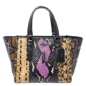 Coach Multicolor Python Embossed Leather Tote