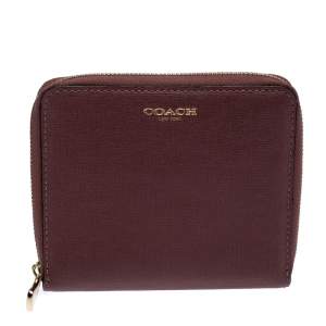 Coach Rose Pink Leather Small Zip Around Wallet