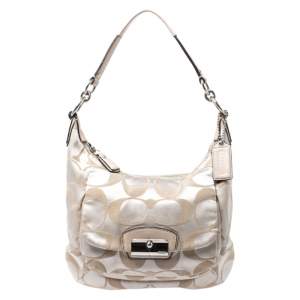 Coach Beige Canvas and Leather Kristin Hobo 