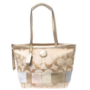 Pre Owned Coach Multicolor Canvas and Leather Diaper Tote