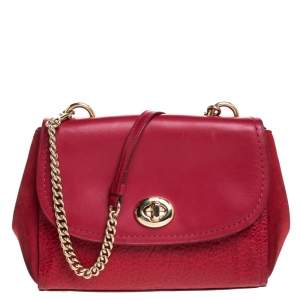 Coach Red Leather Turnlock Shoulder Bag