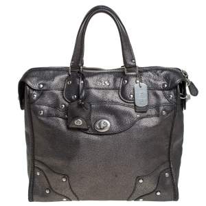 Coach Metallic Black Leather Mercer Satchel