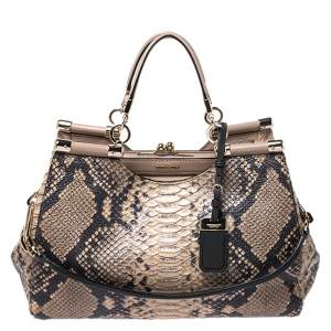 Coach Beige Python Kisslock Madison Satchel
